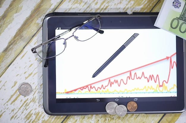 A graph showing the trend of rising interest rates over the past year, with an arrow indicating the projected increase in 2025. The graph is displayed on a tablet held by a financial advisor, adding a professional touch.