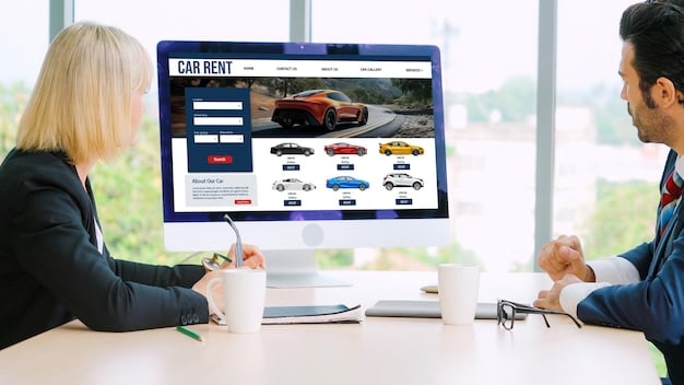 Screenshot of a reputable online car retailer website, showcasing detailed vehicle information with high-quality images and a vehicle history report.