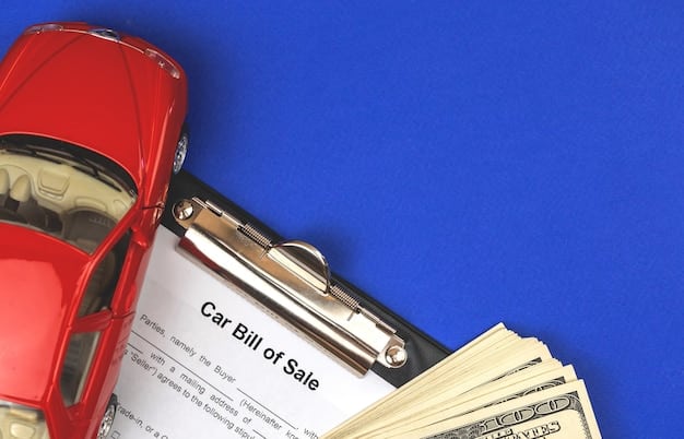 A close-up of a sales tax form on a car purchase agreement with a calculator. The scene is focused on financial implications.
