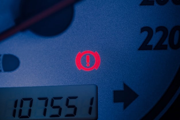 A close-up of a car's dashboard with a warning message indicating a cybersecurity threat, symbolizing the potential dangers of connected car vulnerabilities.