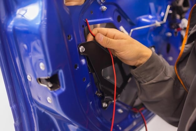 A close-up shot of a technician working on the electronic components of an electric vehicle battery pack, highlighting the skills required for EV maintenance.