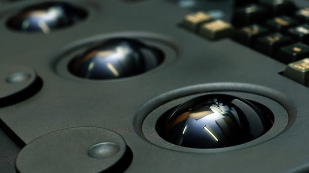 A close-up of a vehicle's sensor suite, including lidar, radar, and cameras, with a focus on the intricate technology.