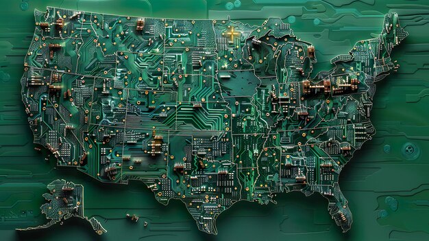 A map of the United States showing a dense network of interconnected EV charging stations, all utilizing a single, universal connector type. The map highlights the increased availability and accessibility of charging infrastructure thanks to the standardized system.