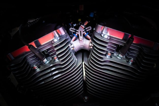 A close-up shot of the Audi Q5's engine bay, showcasing the 2.0-liter turbocharged four-cylinder engine with its intricate components and Audi's logo prominently displayed.