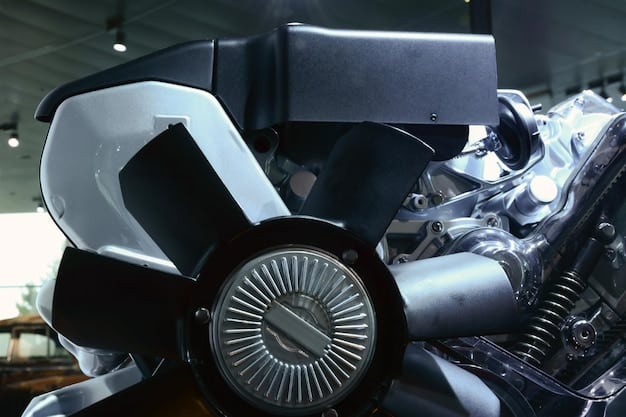 A shot of the 2025 Lexus RX's hybrid powertrain, showcasing the engine, electric motor, and battery pack. The image is taken from a slightly low angle, emphasizing the car's engineering and its commitment to efficiency and performance. The lighting is bright and clean, highlighting the details of the component.