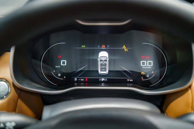 Interior view of the 2025 Audi Q5, focusing on the dashboard, infotainment screen, and driver controls. The interior is black leather with brushed aluminum trim, highlighting the car's luxurious and technologically advanced features.