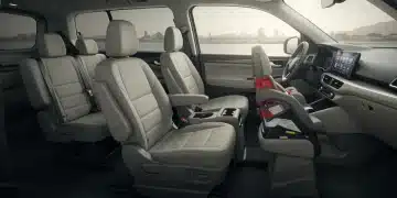Interior of 2025 minivan with flexible seating and ample cargo space for US families.