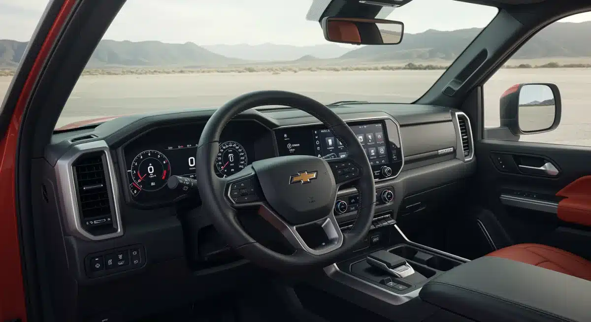 Interior of a 2025 performance truck with advanced technology