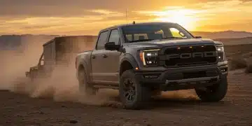 2025 performance truck on off-road trail with towing hint
