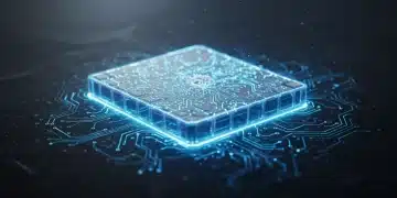 Advanced solid-state battery cell glowing with energy, representing future EV technology