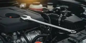 Mechanic's hand with a wrench near a car engine, symbolizing warranty coverage and vehicle protection.
