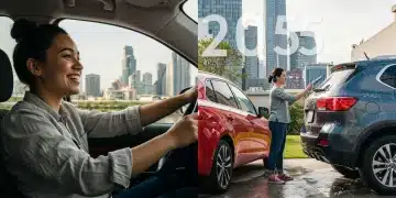 Leasing vs. buying a car in 2025, comparing new leased vehicle happiness with the pride of owned car maintenance.