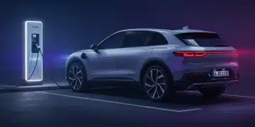 2025 electric crossover charging at a modern station