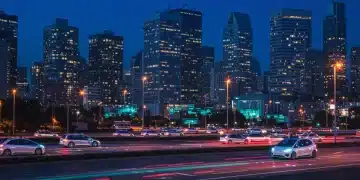 Autonomous Vehicle Fleets: 20% Growth Projected by 2026 Futuristic urban landscape with autonomous vehicle fleets operating efficiently