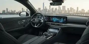 Futuristic luxury car interior with advanced displays and sustainable materials