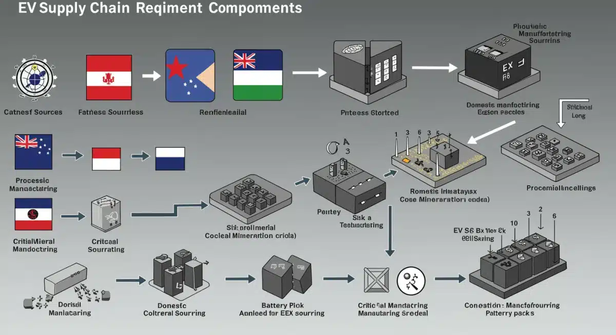 Infographic detailing EV battery component supply chain and sourcing requirements