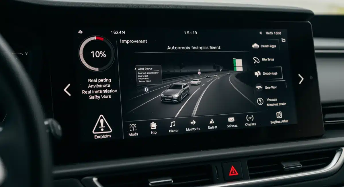 Advanced autonomous EV dashboard displaying safety and efficiency metrics