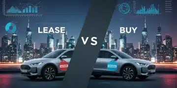 Lease vs. Buy 2026 decision with car and data visualization