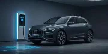 2026 Audi Q8 e-tron charging at an 800V station, showcasing advanced battery tech