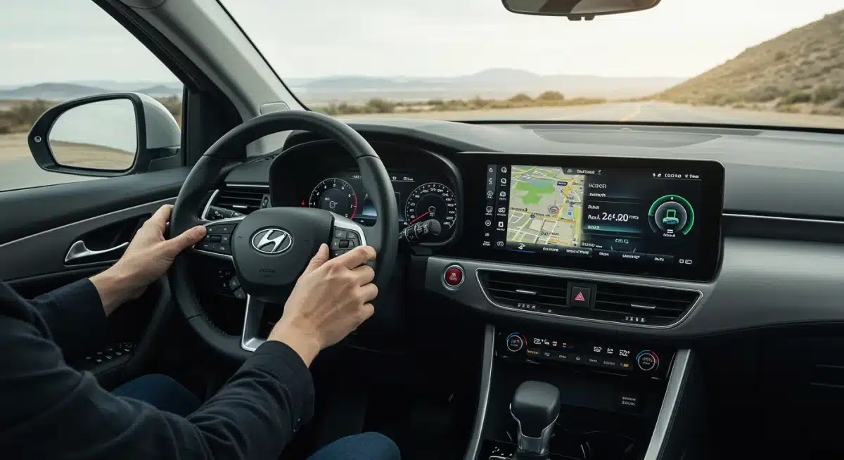 High-tech dashboard of a 2026 hybrid SUV showing digital displays