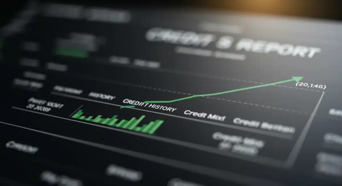 Detailed credit score report and financial data on a screen