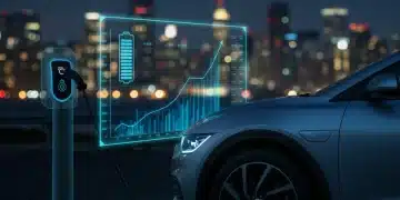 Graph showing EV battery degradation projections to 2026 with an electric car charging.