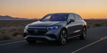 2026 Mercedes-Benz EQE SUV on American highway at sunset