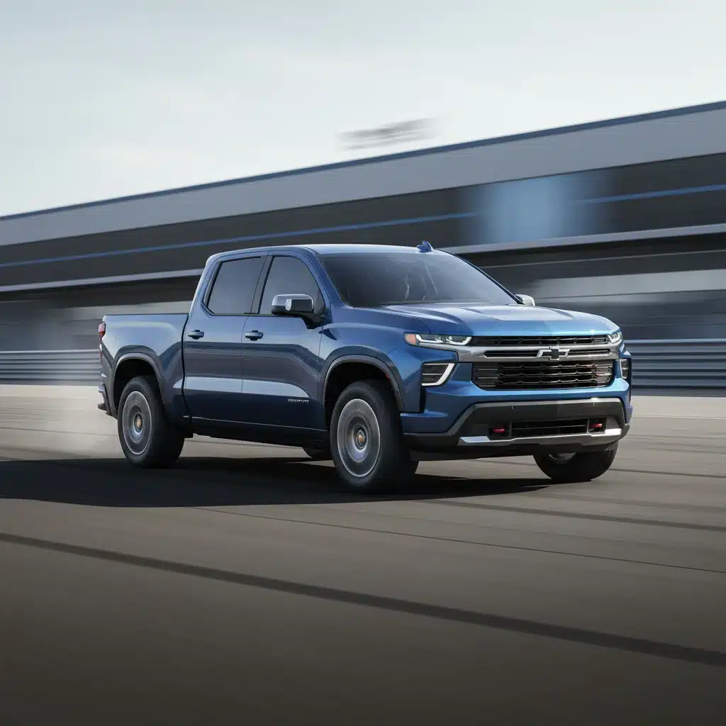 2026 Chevrolet Silverado EV RST accelerating on a test track.