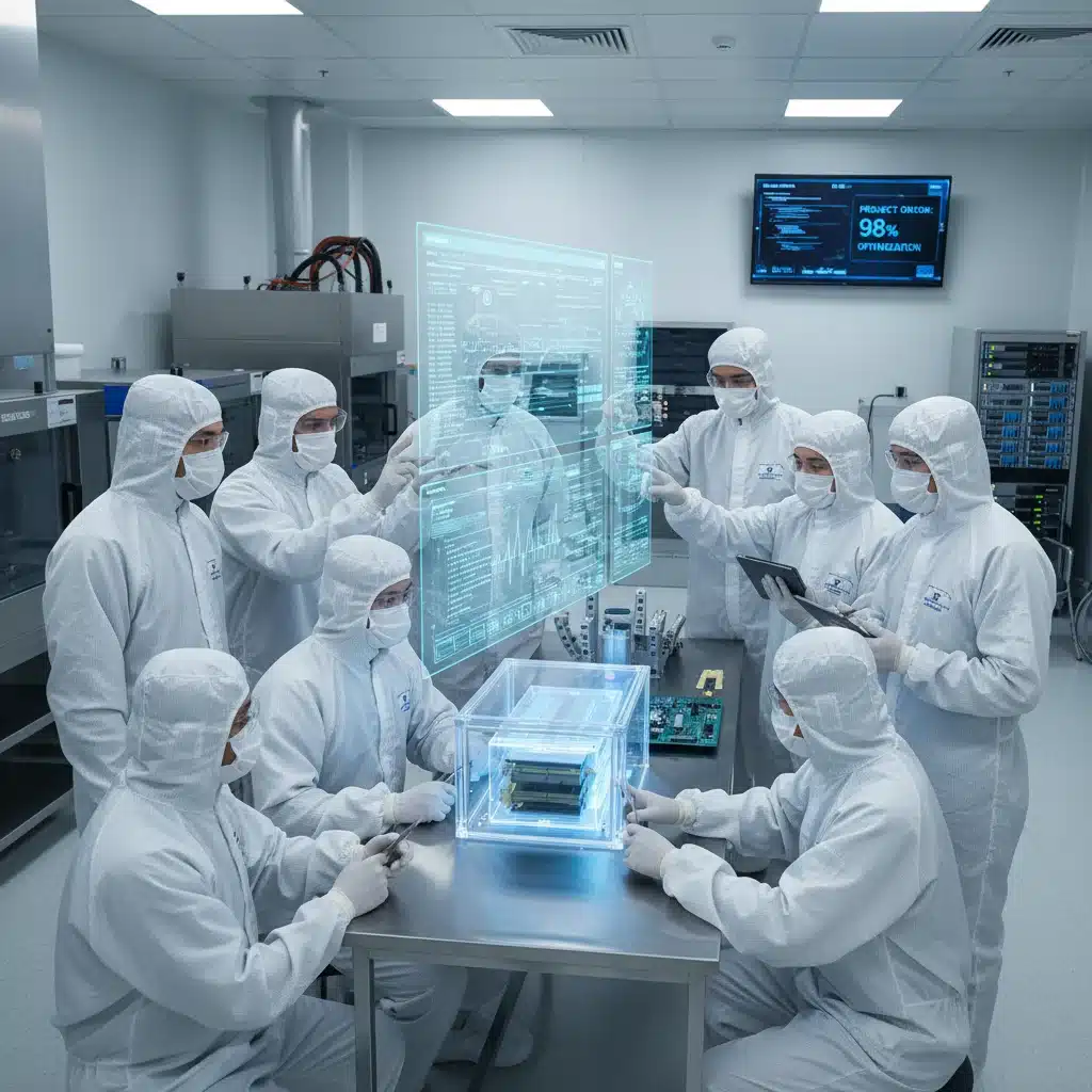 Engineers and scientists developing solid-state battery prototypes