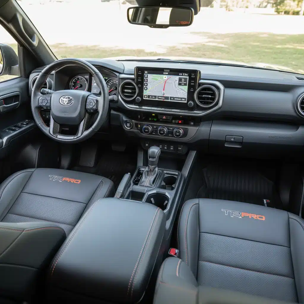 Modern interior of 2026 Toyota Tacoma TRD Pro with large infotainment screen
