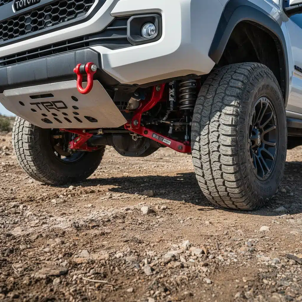 Undercarriage view of 2026 Tacoma TRD Pro showcasing robust off-road suspension