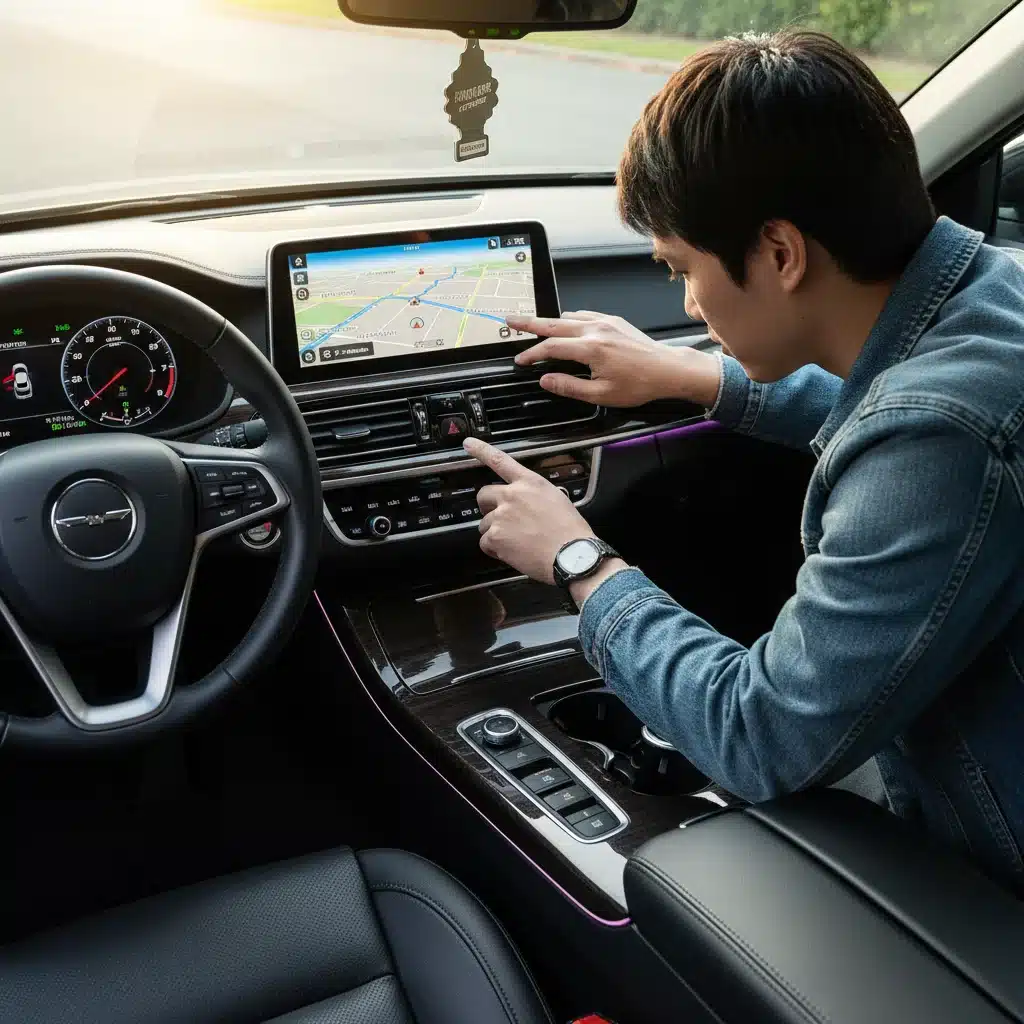 Checking infotainment system and interior electronics of a used car