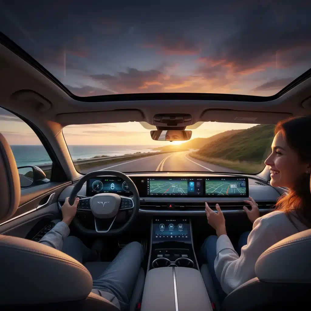 Driver enjoying a modern electric vehicle on an open road, representing the experience of acquiring a new car.